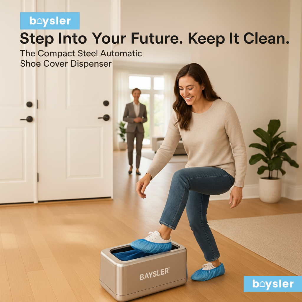 Baysler™ Automatic Shoe Cover Dispenser – Hands-Free, Cordless + 100 Covers Included